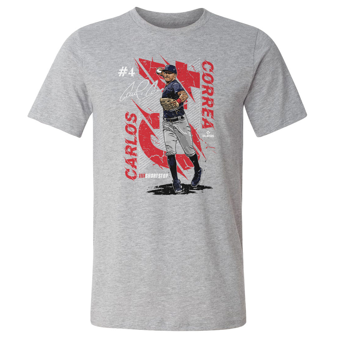Minnesota Twins Carlos Correa Men's Cotton T-Shirt - Heather Gray - Minnesota | 500 Level Major League Baseball Players Association (MLBPA)