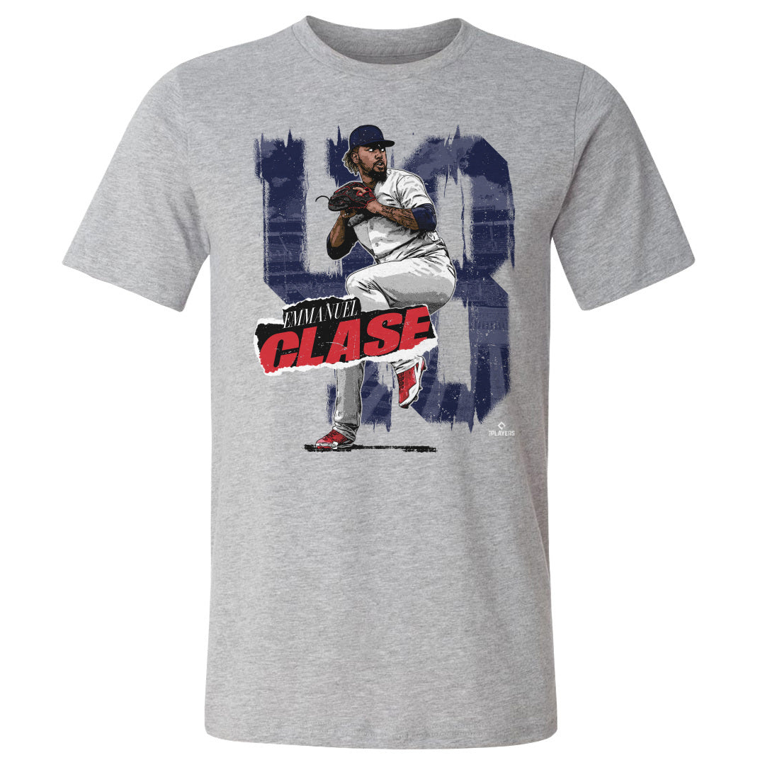 Cleveland Guardians Emmanuel Clase Men's Cotton T-Shirt - Heather Gray - Cleveland | 500 Level Major League Baseball Players Association (MLBPA)