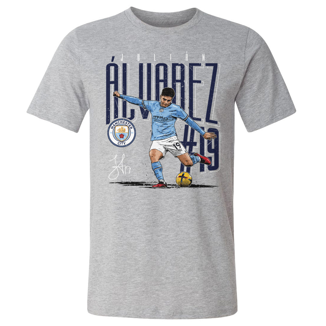 Manchester City Julian Alvarez Men's Cotton T-Shirt - Heather Gray - Manchester | 500 Level