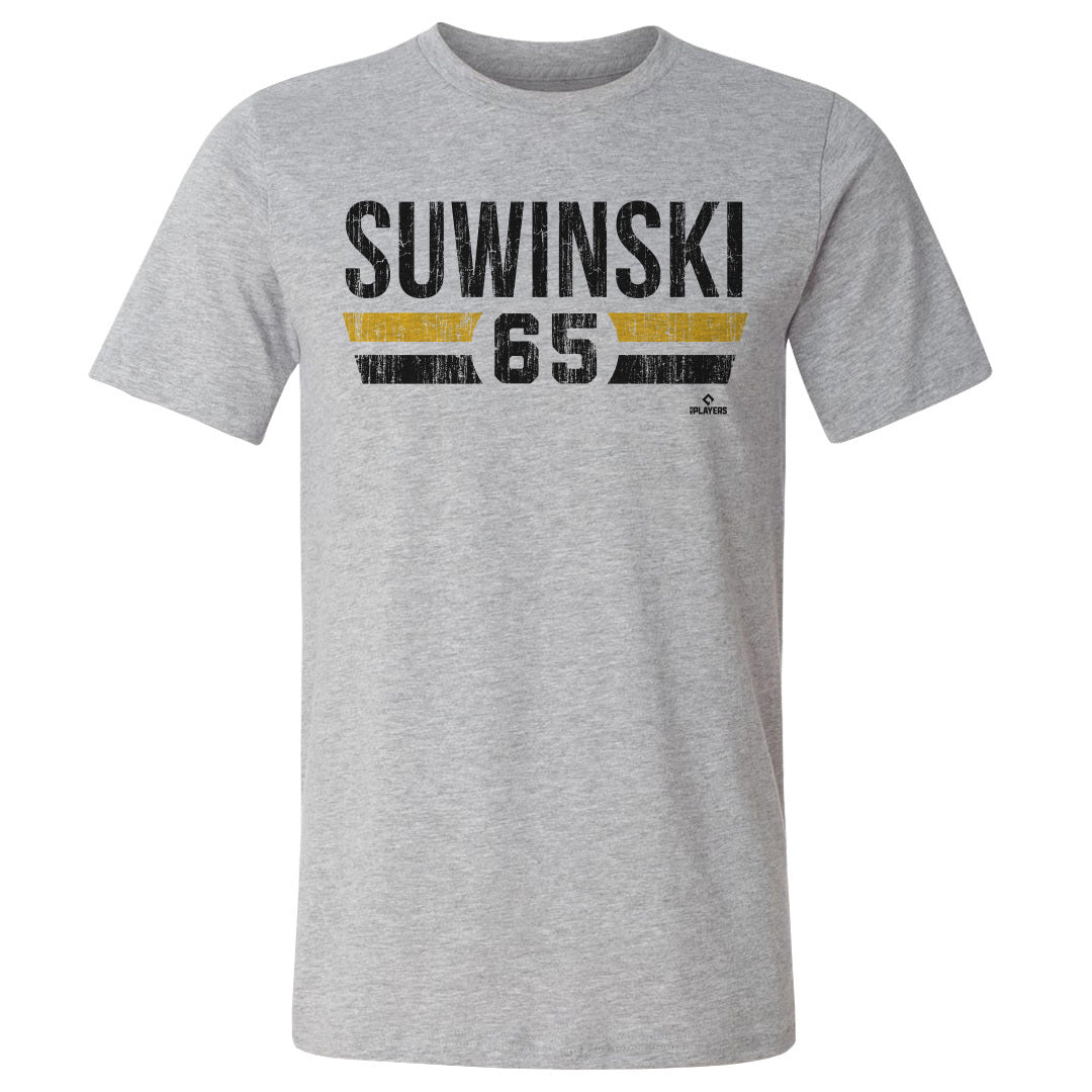 Pittsburgh Pirates Jack Suwinski Men's Cotton T-Shirt - Heather Gray - Pittsburgh | 500 Level Major League Baseball Players Association (MLBPA)