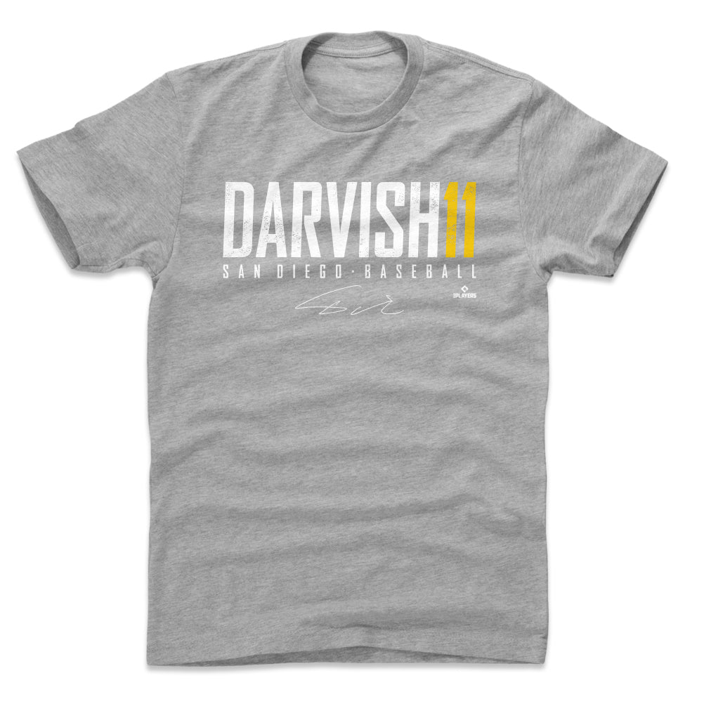 Yu Darvish Men's Cotton T-Shirt - Heather Gray - San Diego | 500 Level Major League Baseball Players Association (MLBPA)