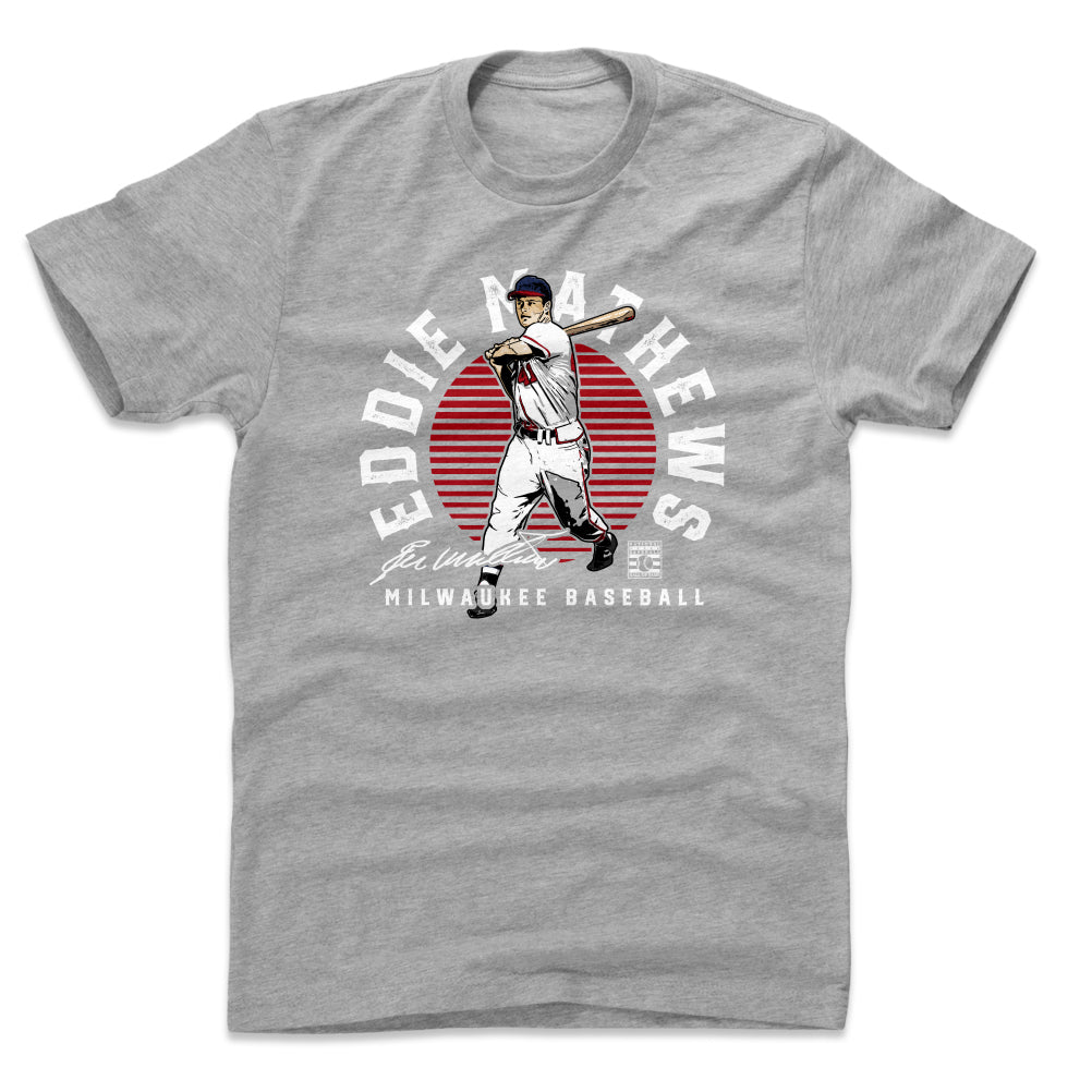 Eddie Mathews Shirt, Milwaukee Baseball Hall of Fame Men's Cotton T-Shirt