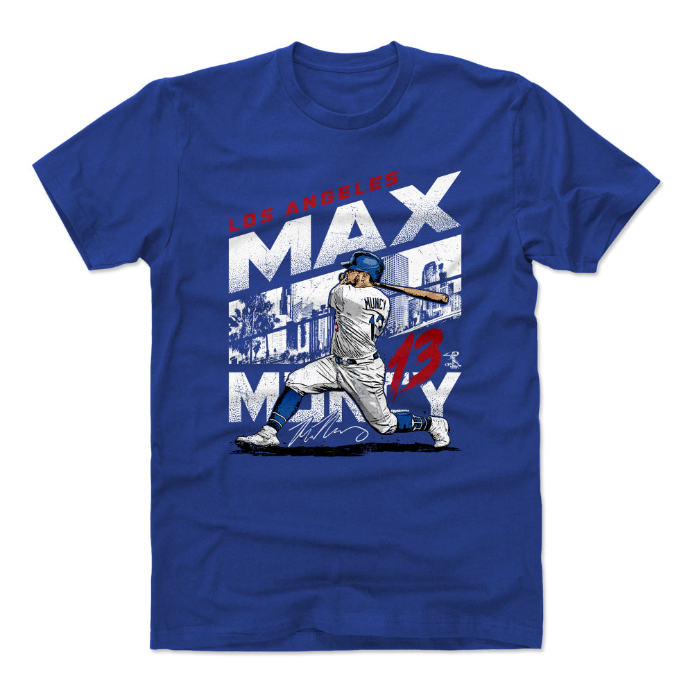 J.D. Martinez Men's Cotton T-Shirt - Royal Blue - Los Angeles | 500 Level Major League Baseball Players Association (MLBPA)