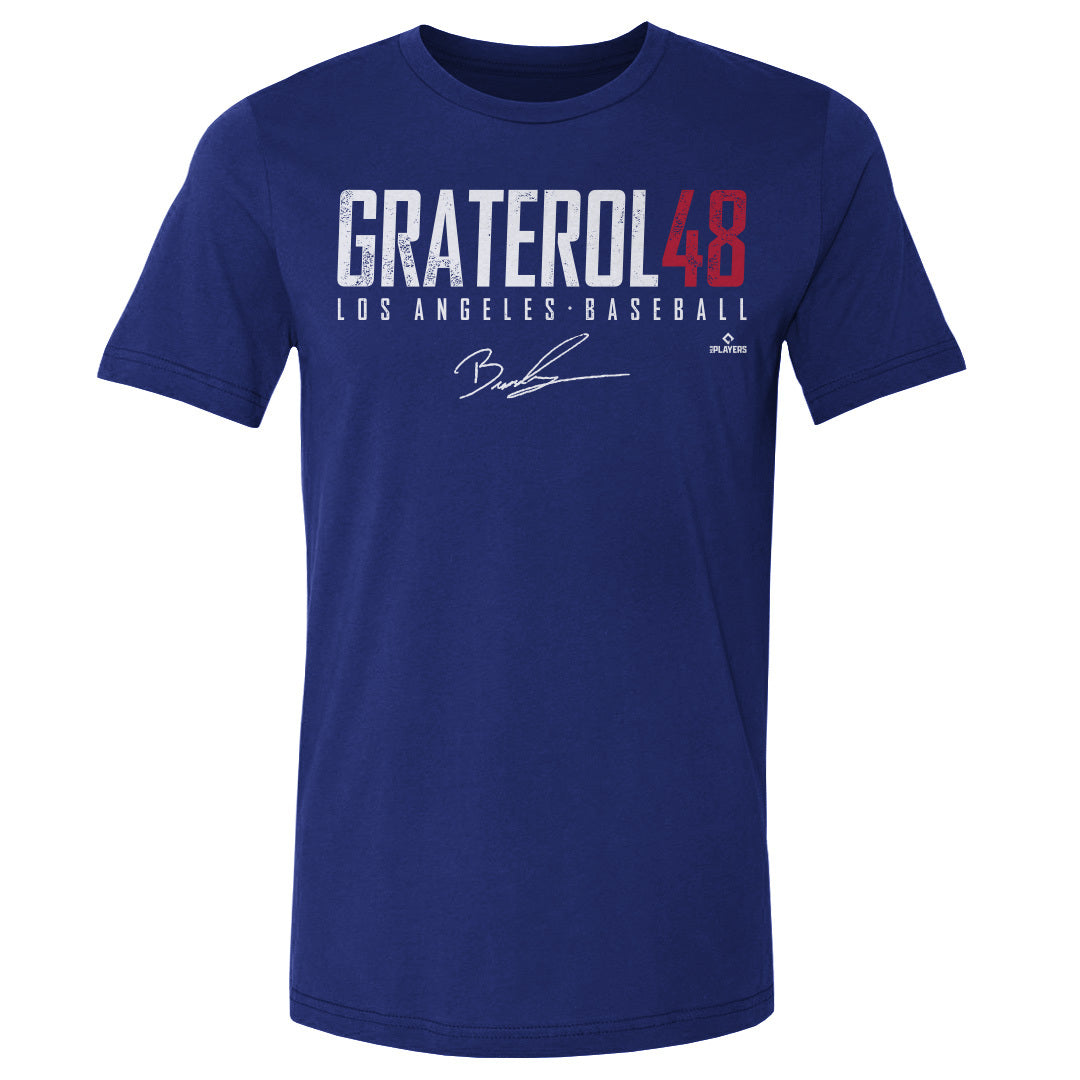 Brusdar Graterol Men's Cotton T-Shirt - Royal Blue - Los Angeles | 500 Level Major League Baseball Players Association (MLBPA)