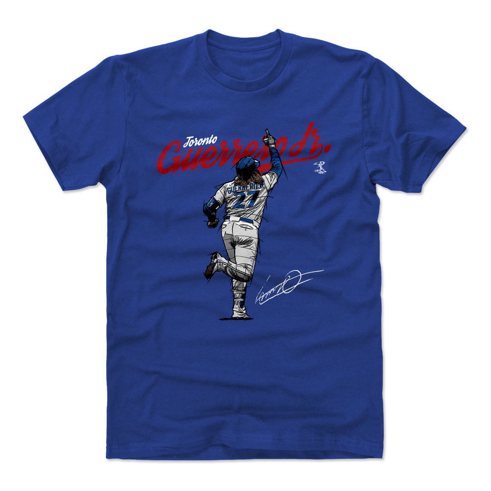 Whit Merrifield Men's Cotton T-Shirt - Royal Blue - Toronto | 500 Level Major League Baseball Players Association (MLBPA)