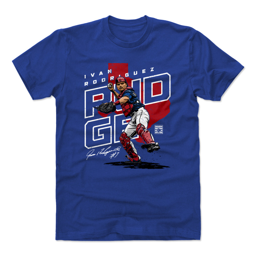 Ivan Rodriguez Men's Cotton T-Shirt - Royal Blue - Texas | 500 Level