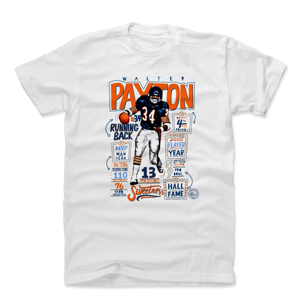 : 500 LEVEL Walter Payton 3/4 Sleeve T-Shirt (Baseball Tee,  X-Small, Indigo/Ash) - Walter Payton Stats : Sports & Outdoors