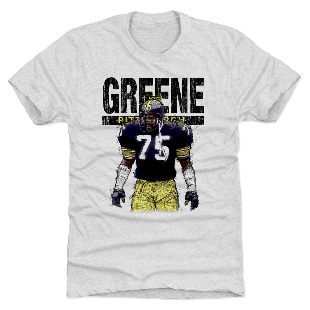 Mean Joe Greene Men's Cotton T-Shirt - Pittsburgh Throwbacks Joe Greene  Pittsburgh Skyline