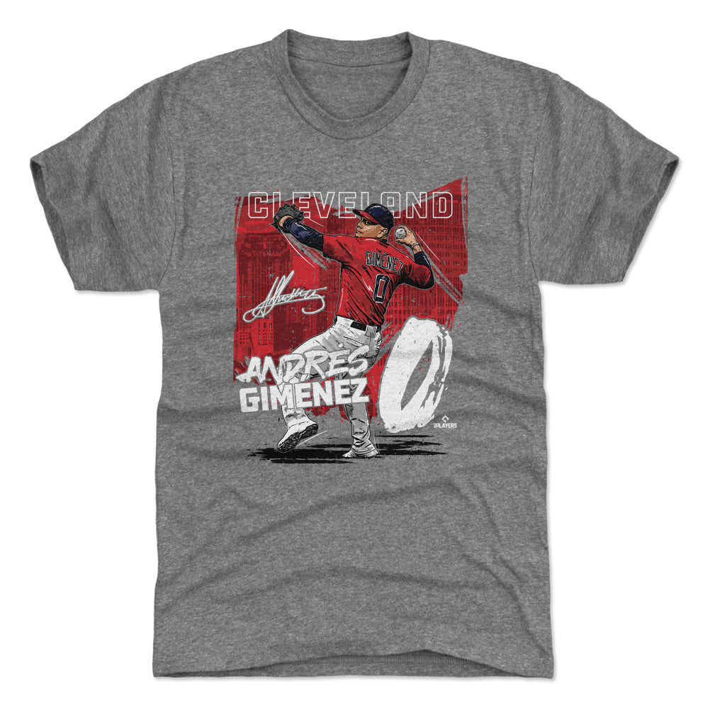 Cleveland Indians Zach Plesac Men's Cotton T-Shirt - Heather Gray - Cleveland | 500 Level Major League Baseball Players Association (MLBPA)