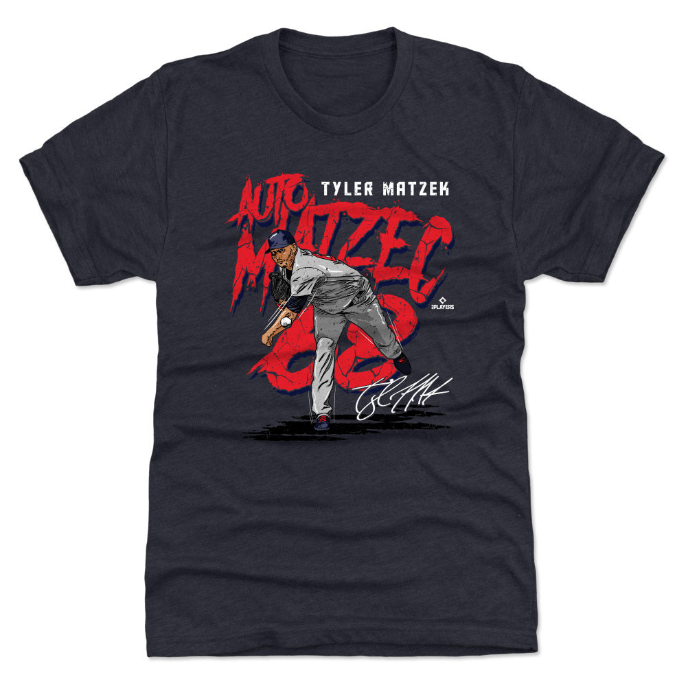 Atlanta Braves Tyler Matzek Men's Premium T-Shirt - Tri Navy - Atlanta | 500 Level Major League Baseball Players Association (MLBPA)