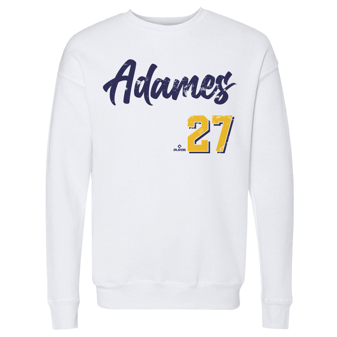 Milwaukee Brewers Willy Adames Men's Crewneck Sweatshirt - Heather Gray - Milwaukee | 500 Level Major League Baseball Players Association (MLBPA)