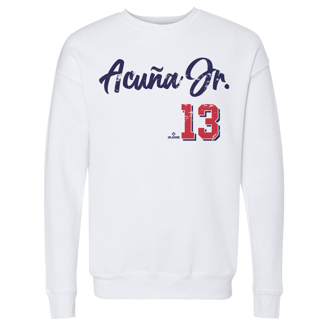 Atlanta Braves Ronald Acuna Jr. Men's Crewneck Sweatshirt - Heather Gray - Atlanta | 500 Level Major League Baseball Players Association (MLBPA)