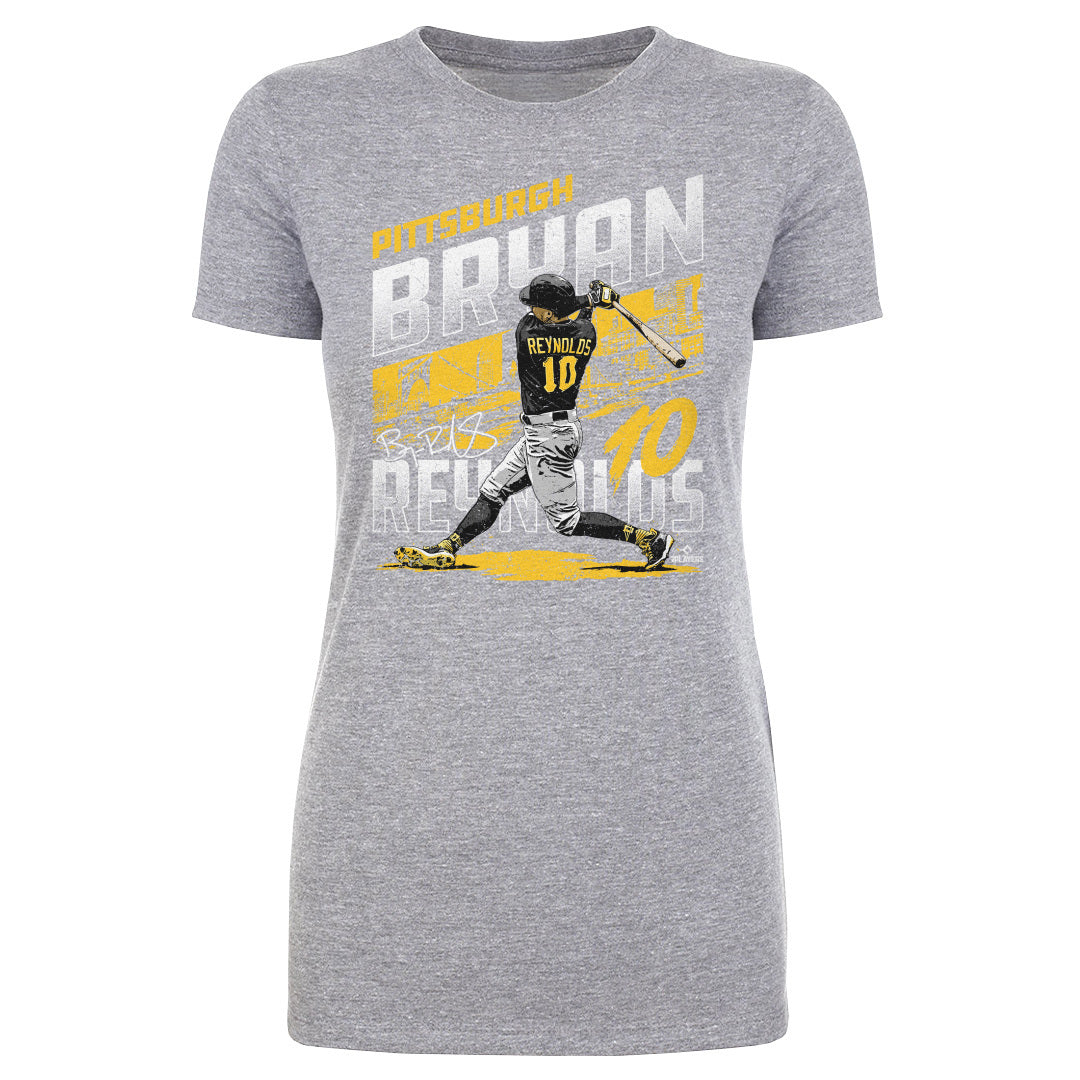 Bryan Reynolds Women's T-Shirt - Heather Gray - Pittsburgh | 500 Level Major League Baseball Players Association (MLBPA)