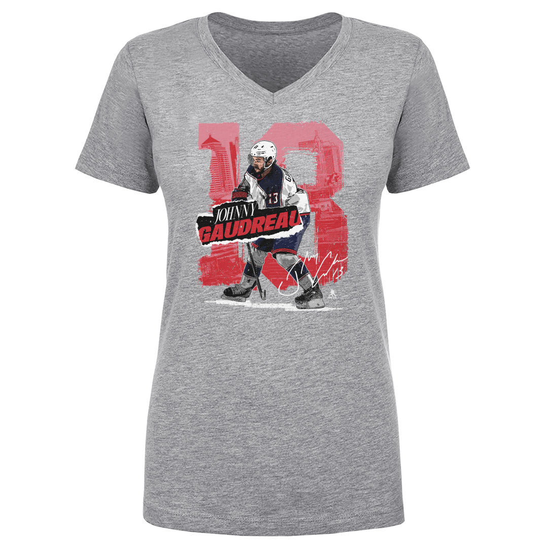 Johnny Gaudreau Women&#39;s V-Neck T-Shirt | 500 LEVEL