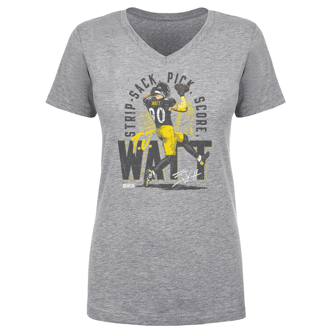 T.J. Watt Women's V-Neck, Pittsburgh Football Women's V-Neck T-Shirt