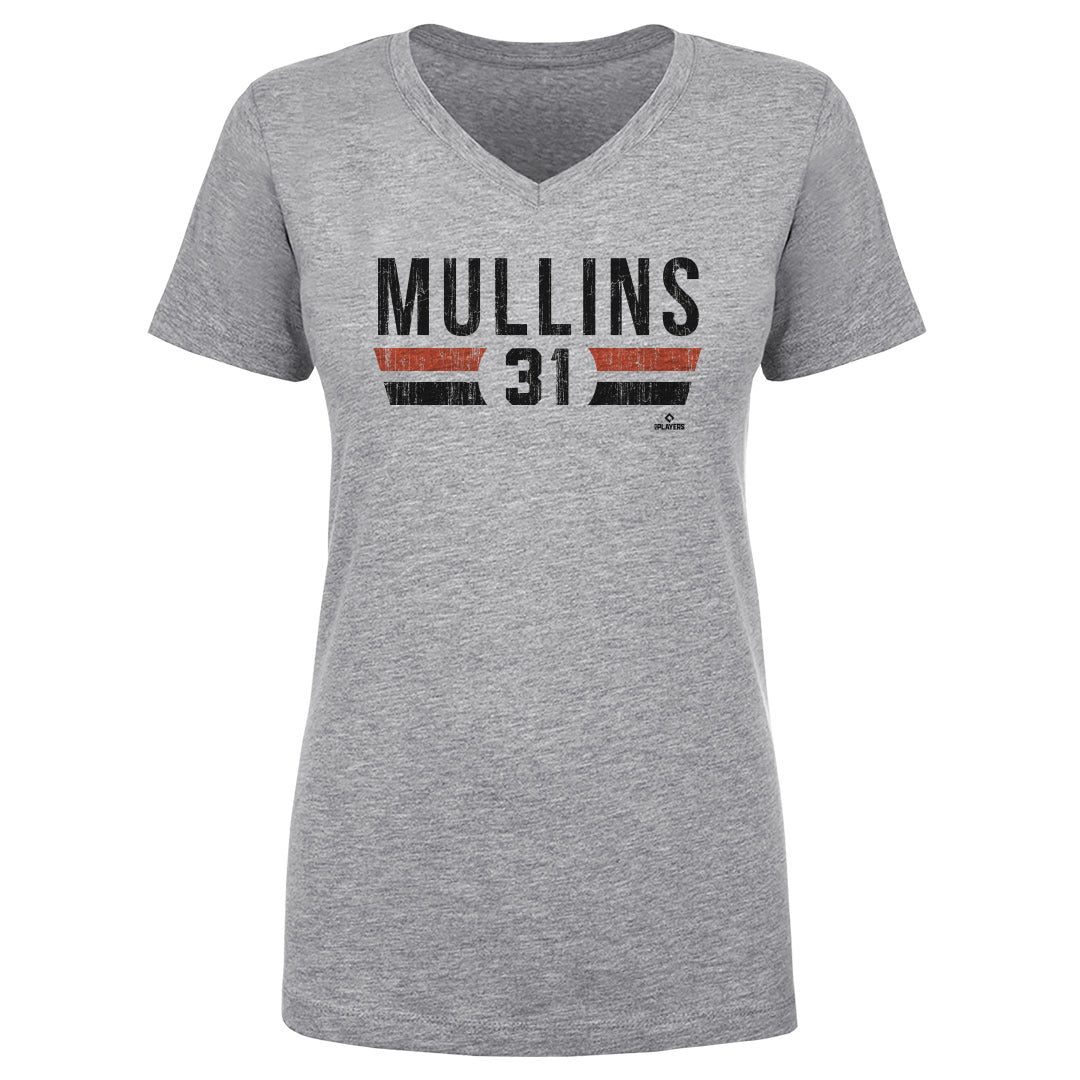 Cedric Mullins Baltimore Orioles Women's Navy Name and Number Banner Wave  V-Neck T-Shirt 