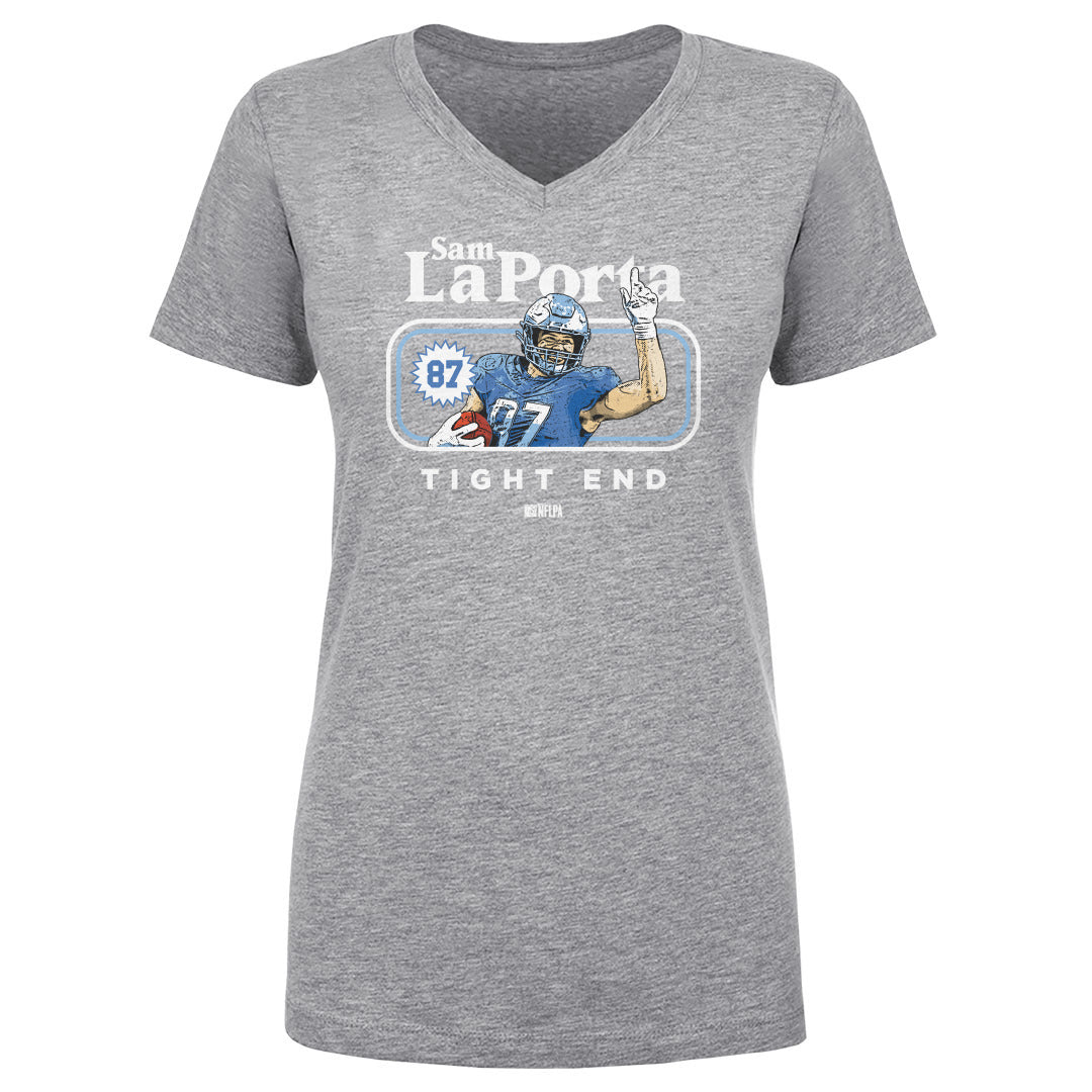 Sam LaPorta Women&#39;s V-Neck T-Shirt | 500 LEVEL