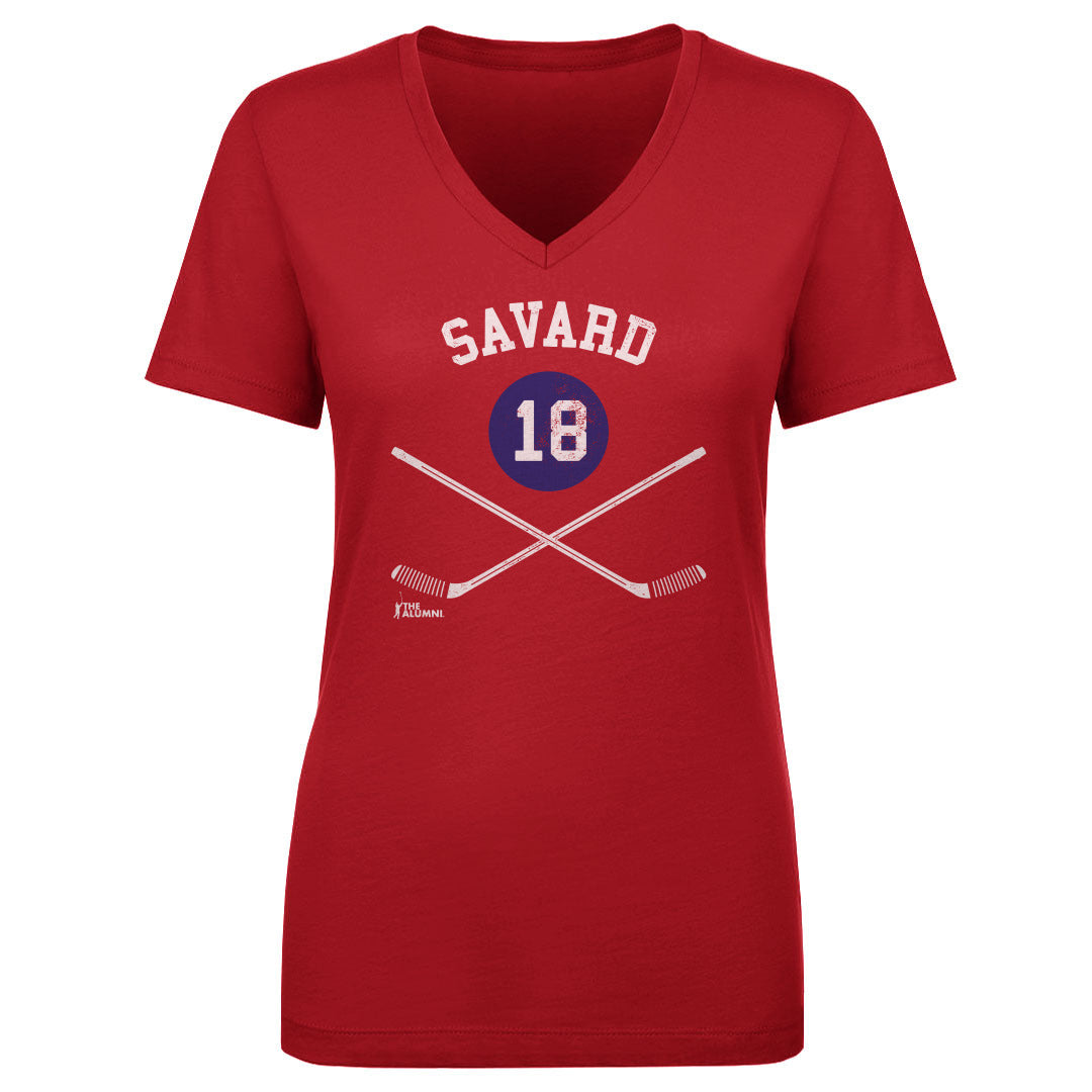 Serge Savard Women&#39;s V-Neck T-Shirt | 500 LEVEL