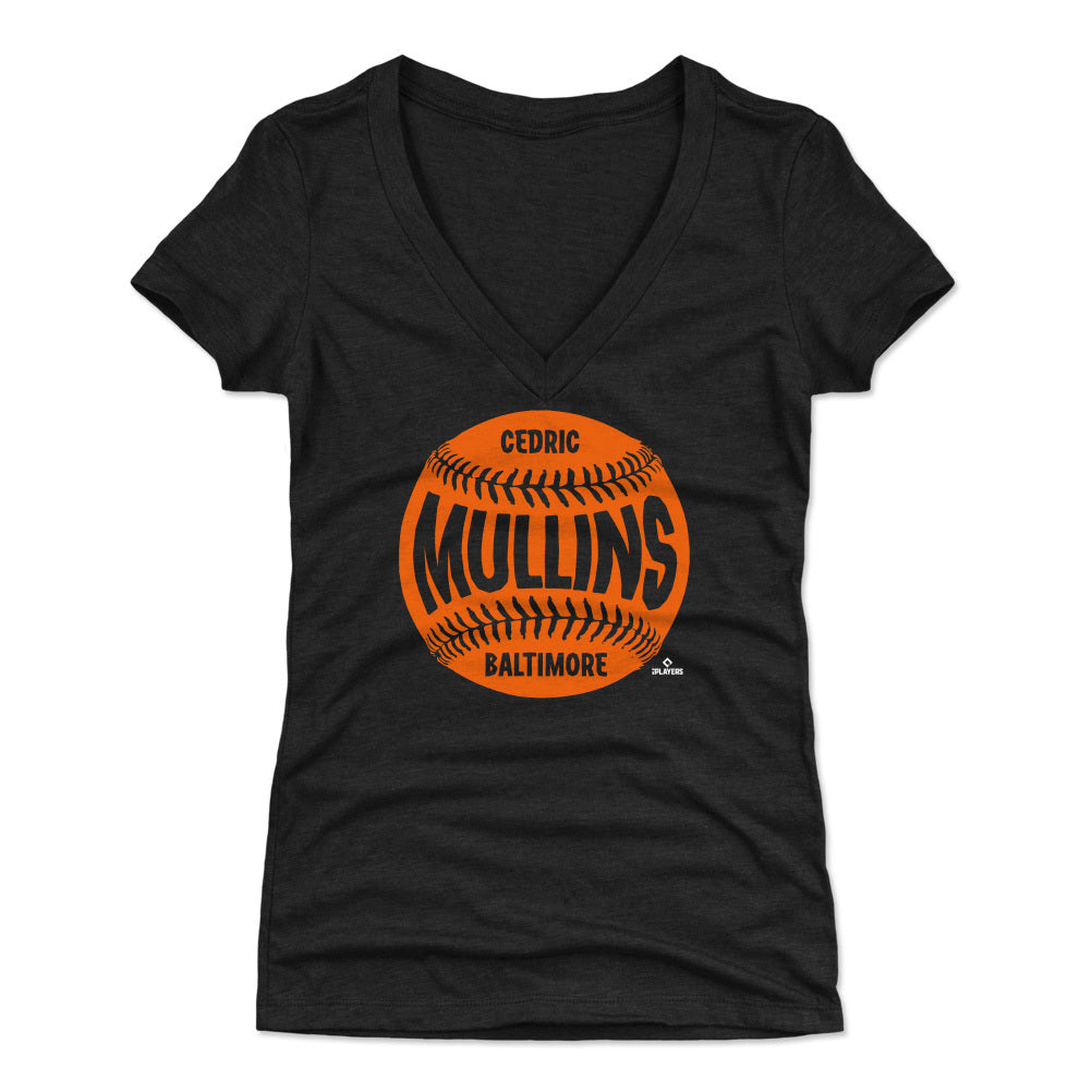 Cedric Mullins Baltimore Orioles Women's Navy Name and Number Banner Wave  V-Neck T-Shirt 