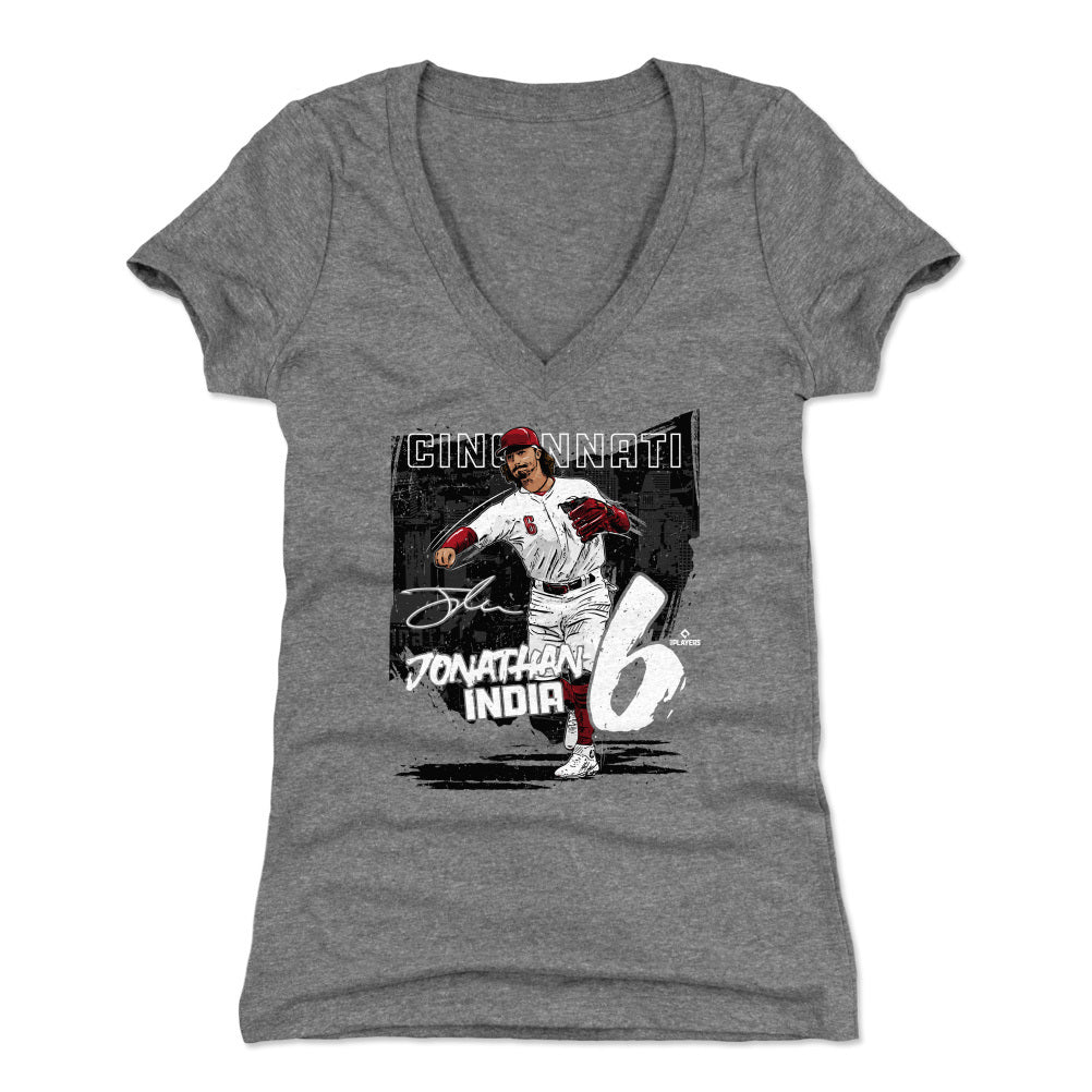 Cincinnati Reds Jonathan India Men's Premium T-Shirt - Tri Gray - Cincinnati | 500 Level Major League Baseball Players Association (MLBPA)