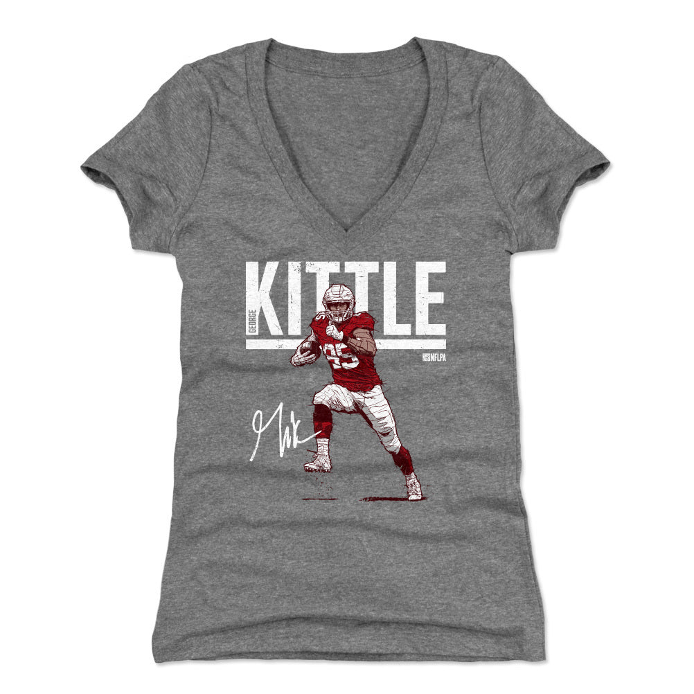 NFL Team Apparel WOMENS San Francisco 49ers GEORGE KITTLE V-Neck Football Jersey  Shirt BLACK