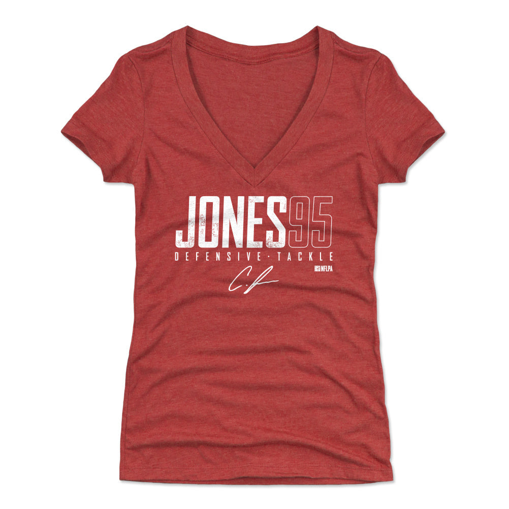 Women's Chris Jones Backer V-Neck T-Shirt - Ash - Tshirtsedge