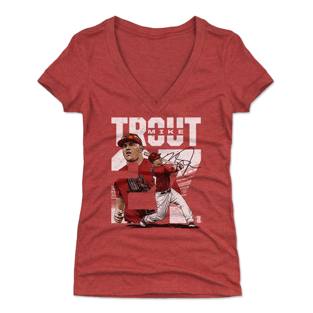 Mike Trout Women&#39;s V-Neck T-Shirt | 500 LEVEL