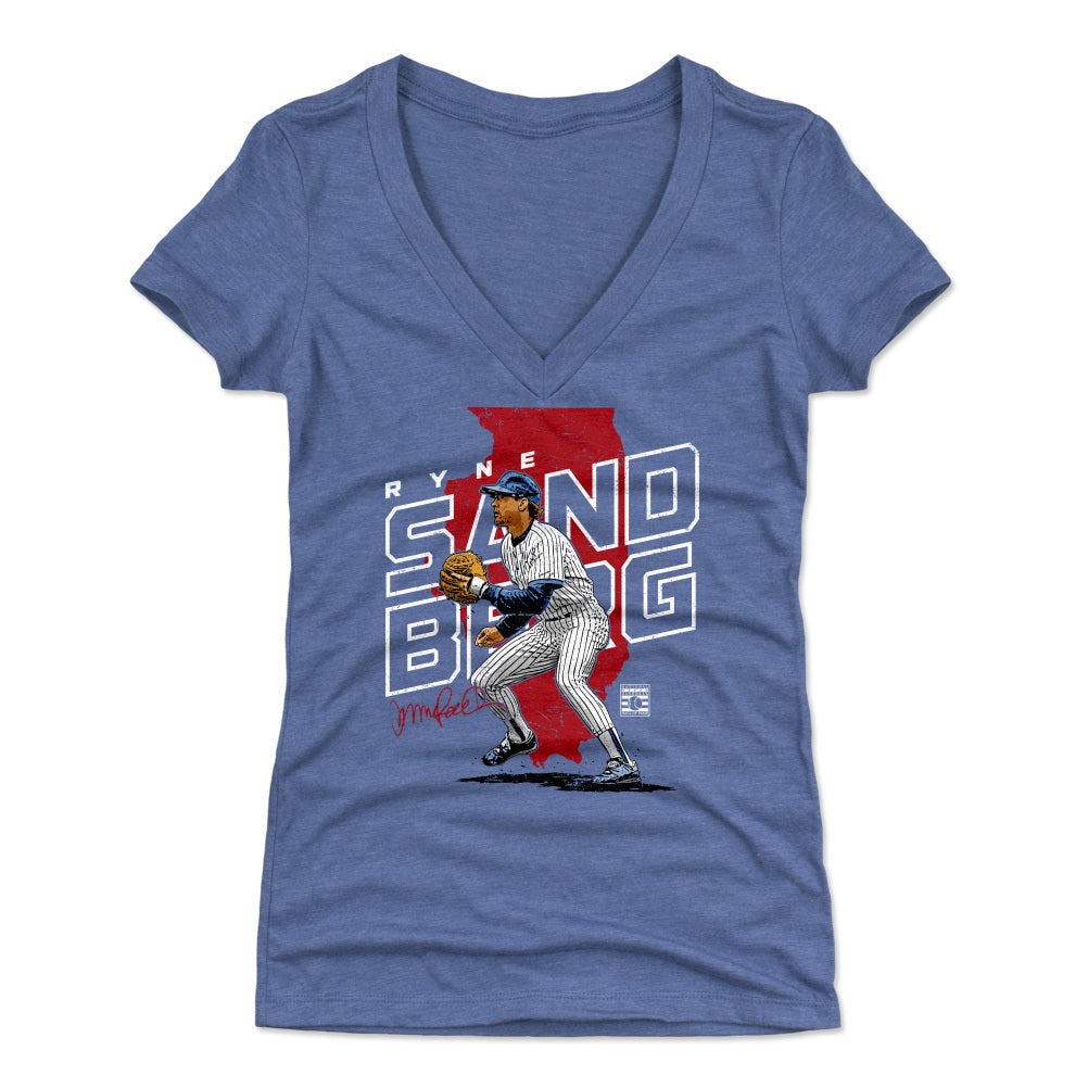 Ryne Sandberg Chicago Cubs Women's Black Midnight Mascot V-Neck T
