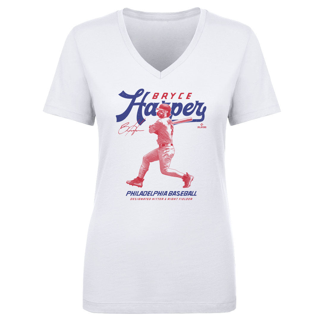  Bryce Harper Women's V-Neck T-Shirt - Bryce Harper Philadelphia  Vintage : Sports & Outdoors